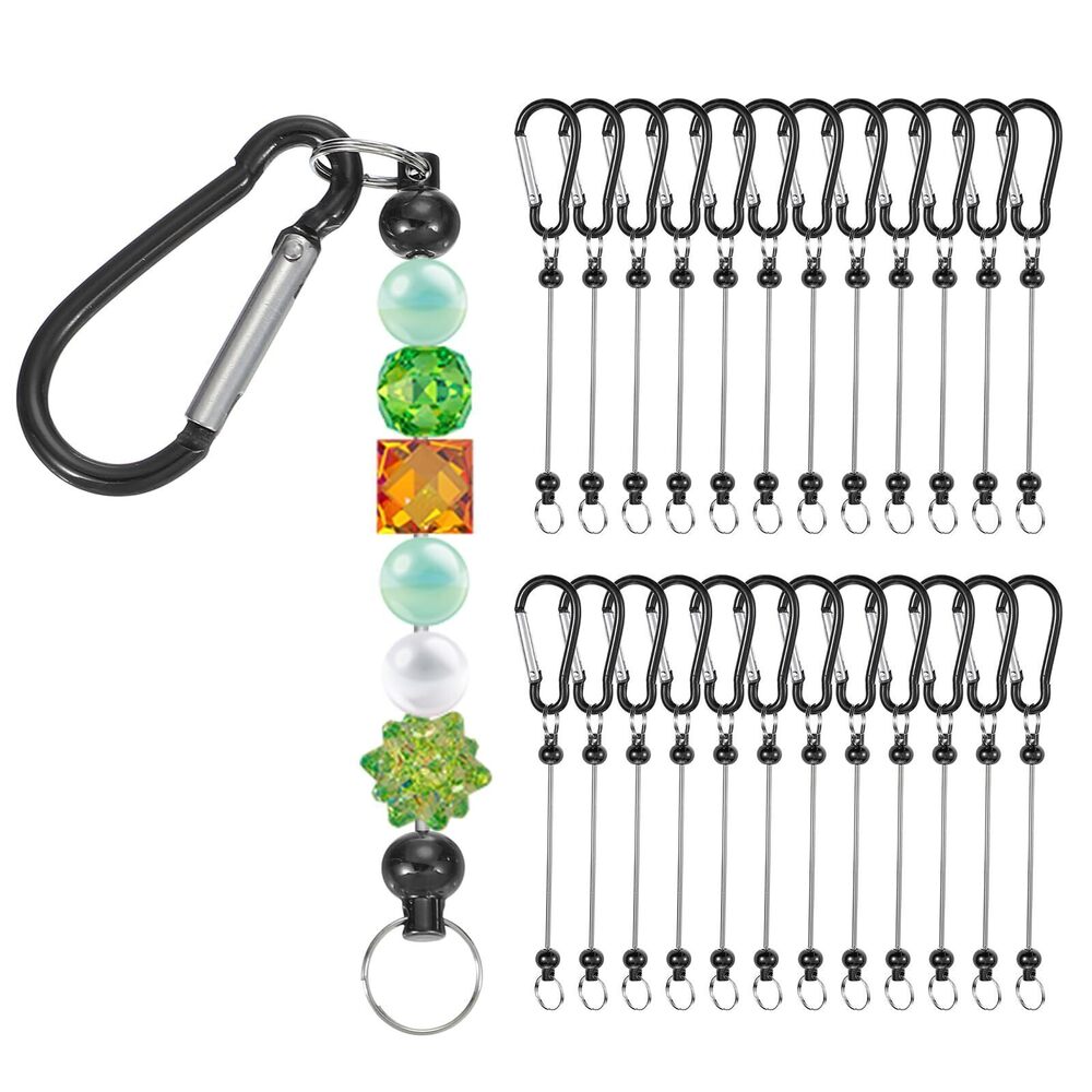 1627 24 Pcs Beadable Keychain Bars, Metal Beaded Keychain Blanks Bulk
